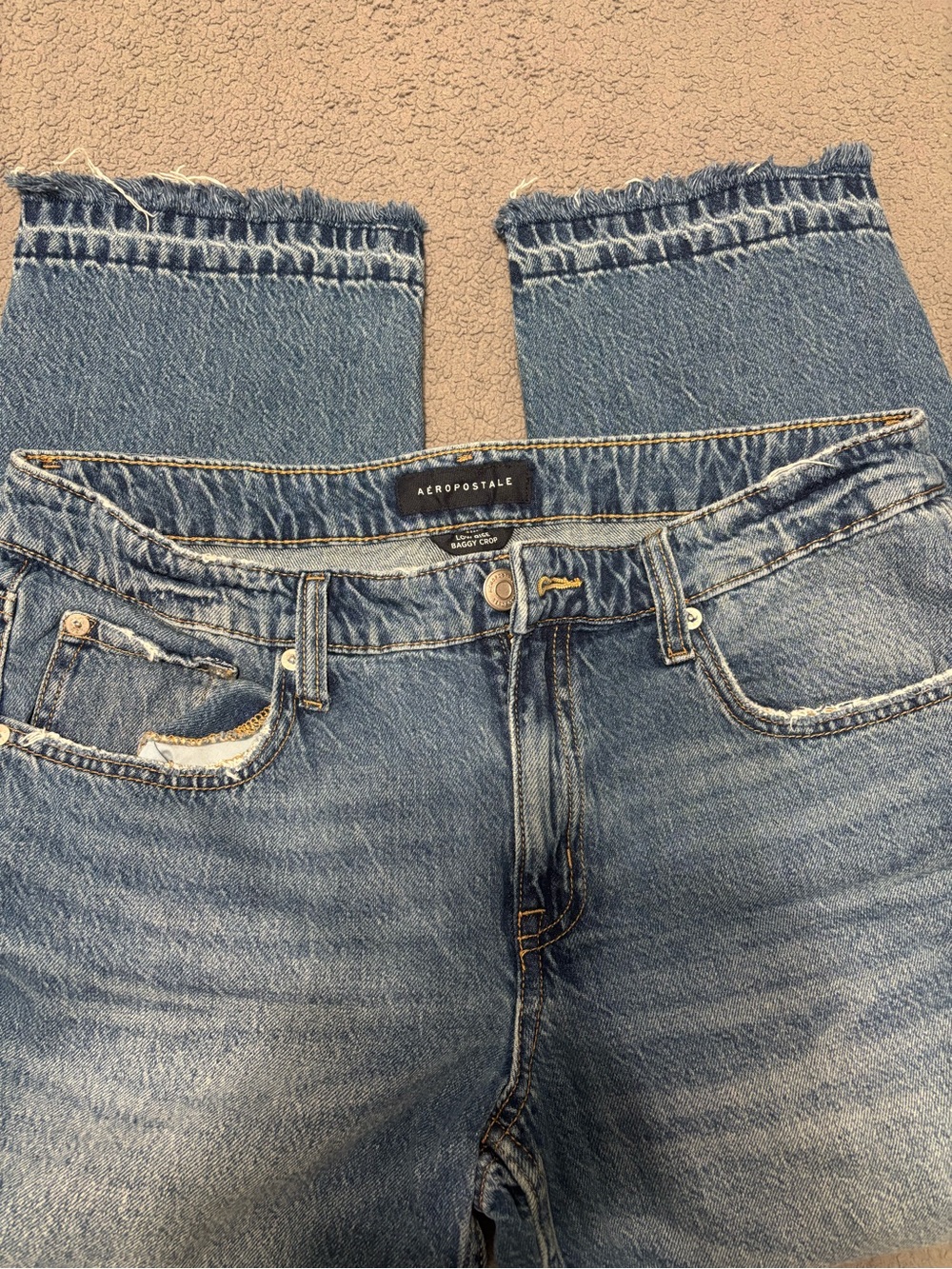 Aeropostale Light Blue Low Rise Baggy Crop Jeans